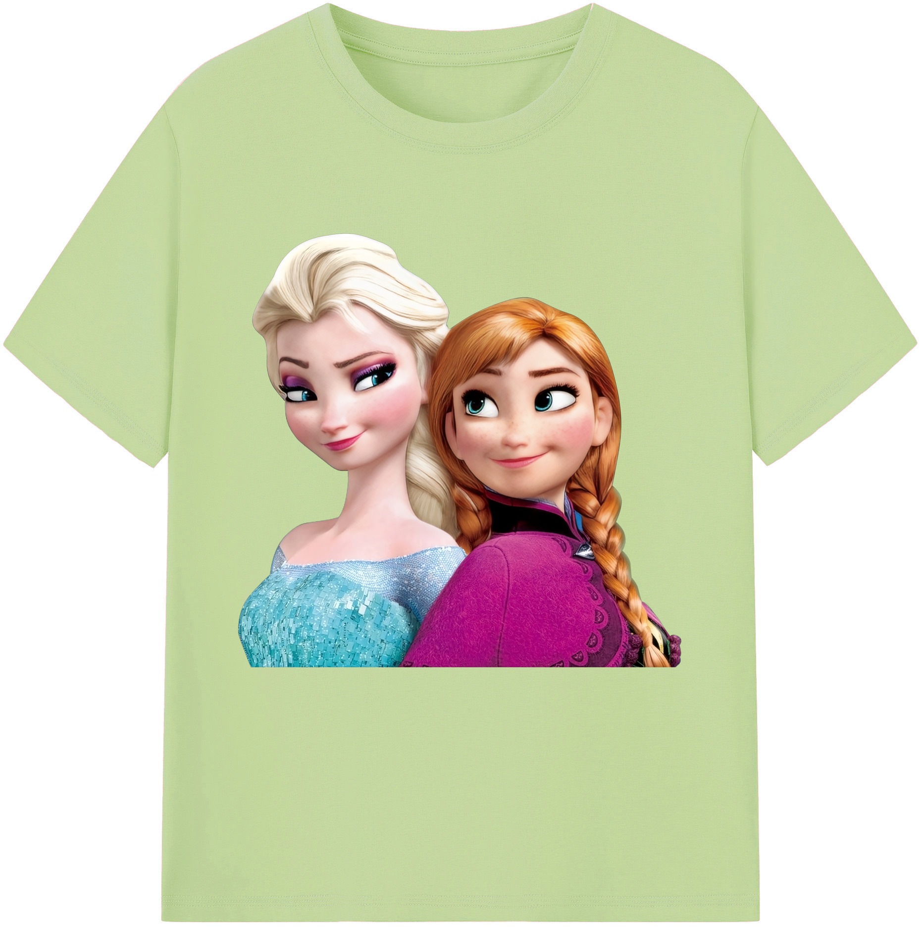 （画像用） アナと雪の女王 アンナ エルサ Frozen Anna Elsa 綿100％半袖Tシャツ（フロントプリント）